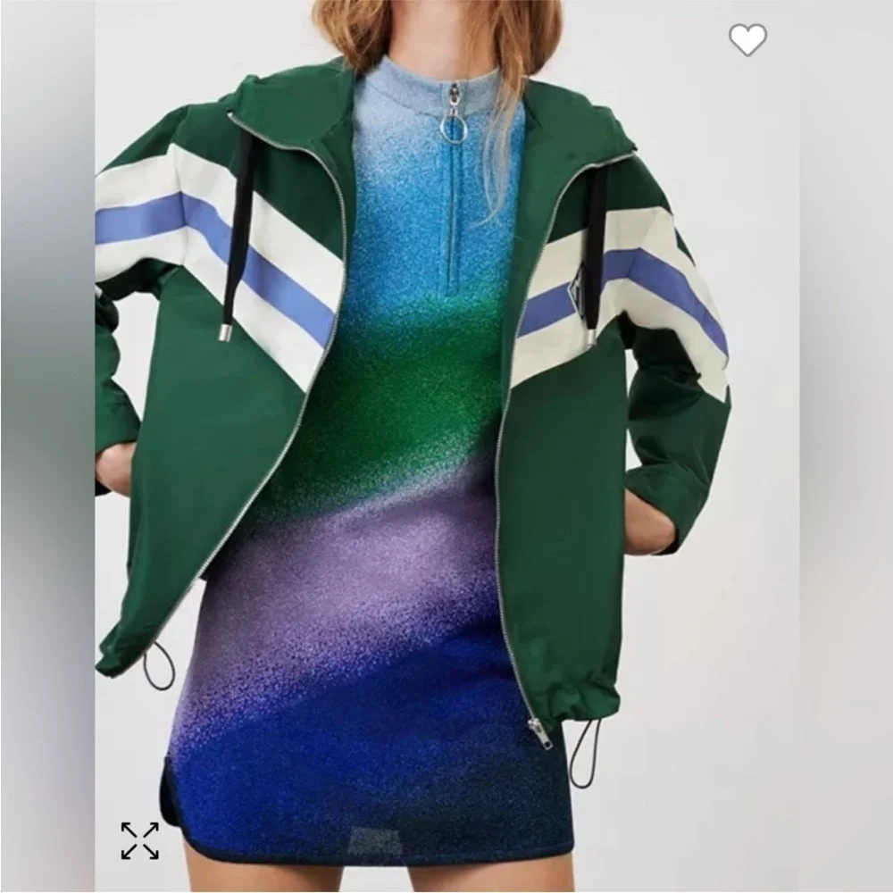 Maje Jacket Baneli Windbreaker Striped in Green
